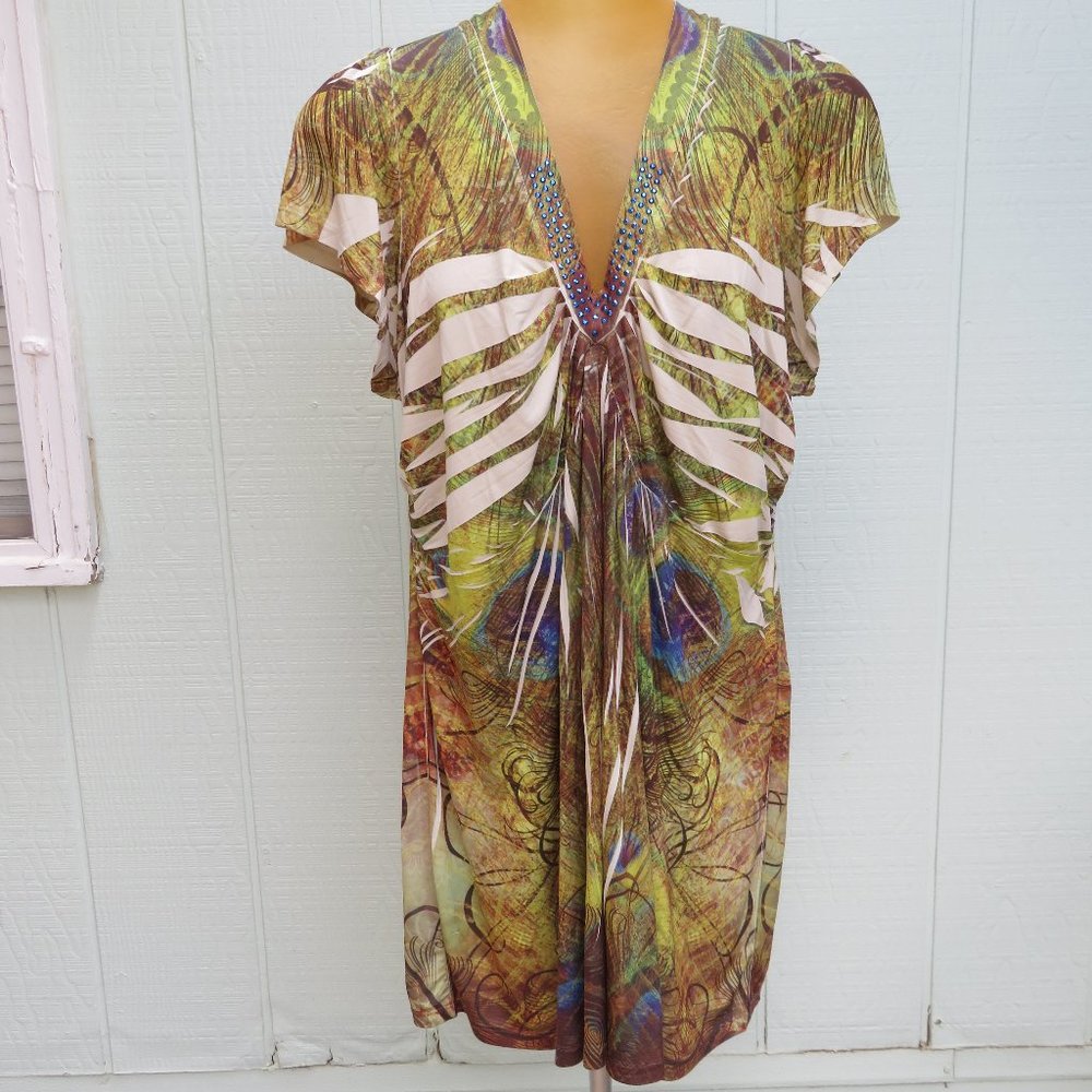 Peacock feather print top
